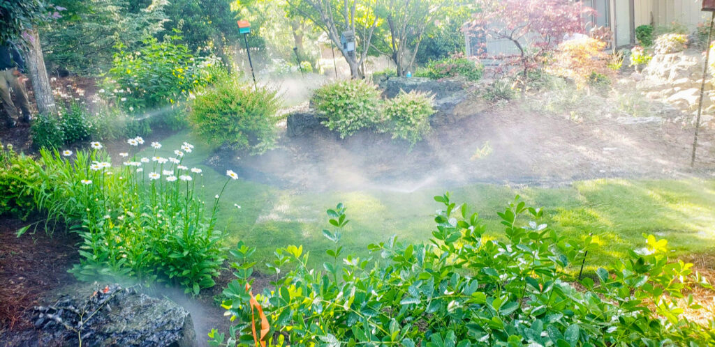 landscape with sprinklers